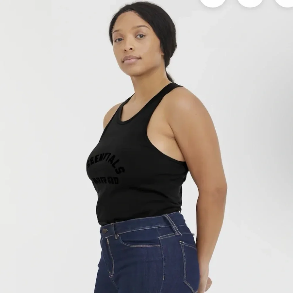 Essentials Black Racerback Tank Top - Picture 2 of 7